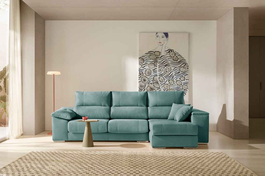 Chaise longue Corsa turquesa en un salón