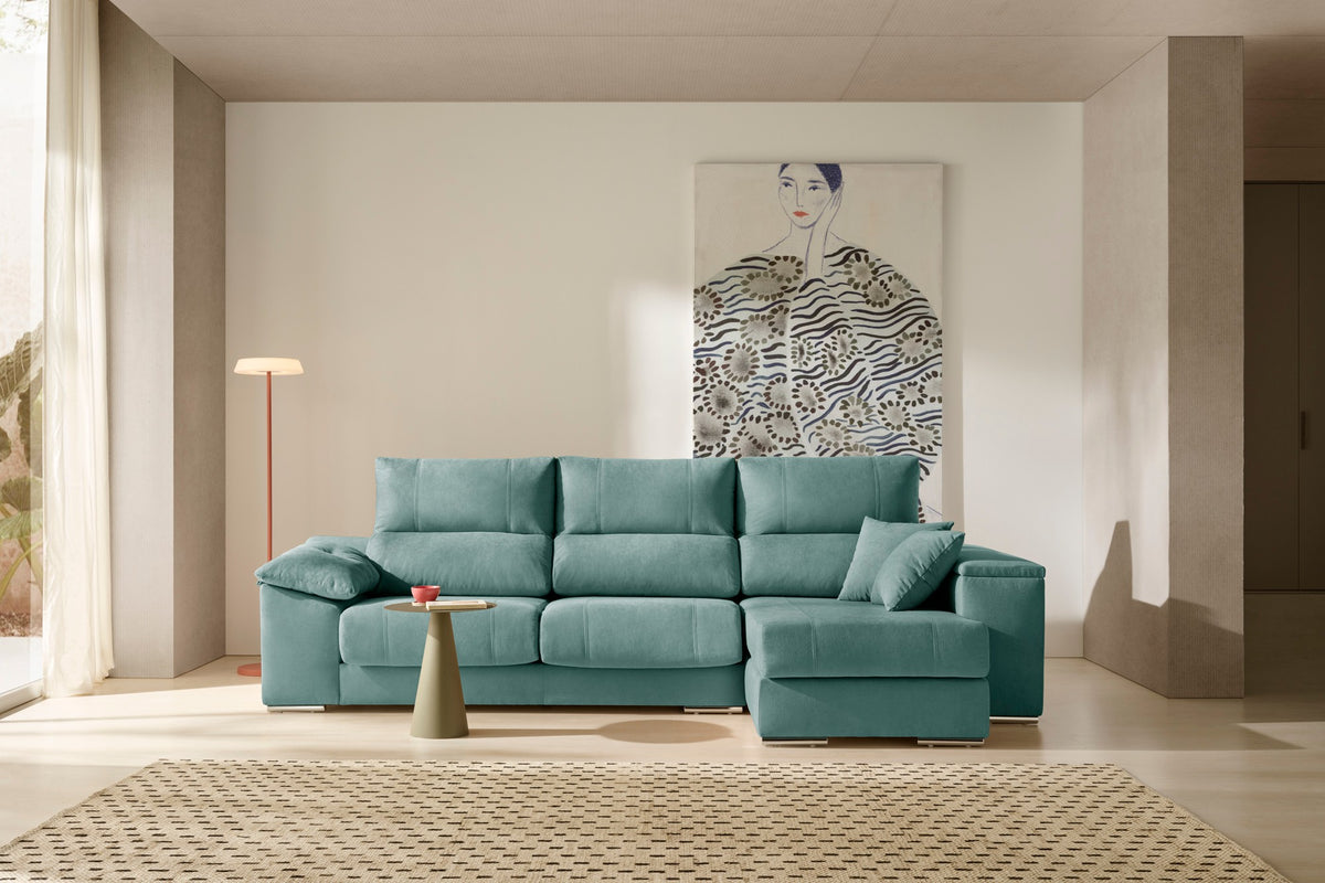 Chaise longue Corsa turquesa en un salón