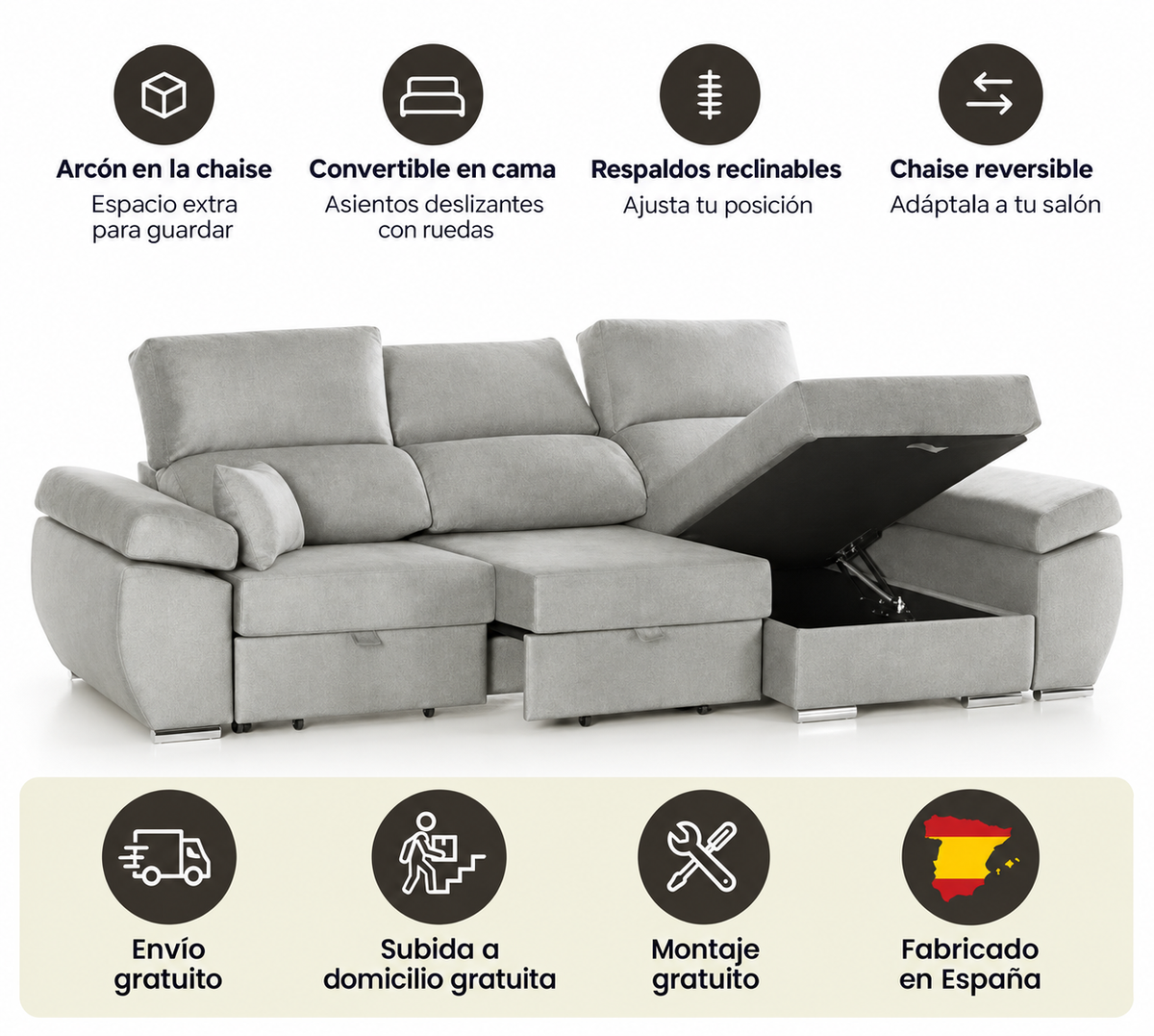 Sofá Chaiselongue Reversível Índico