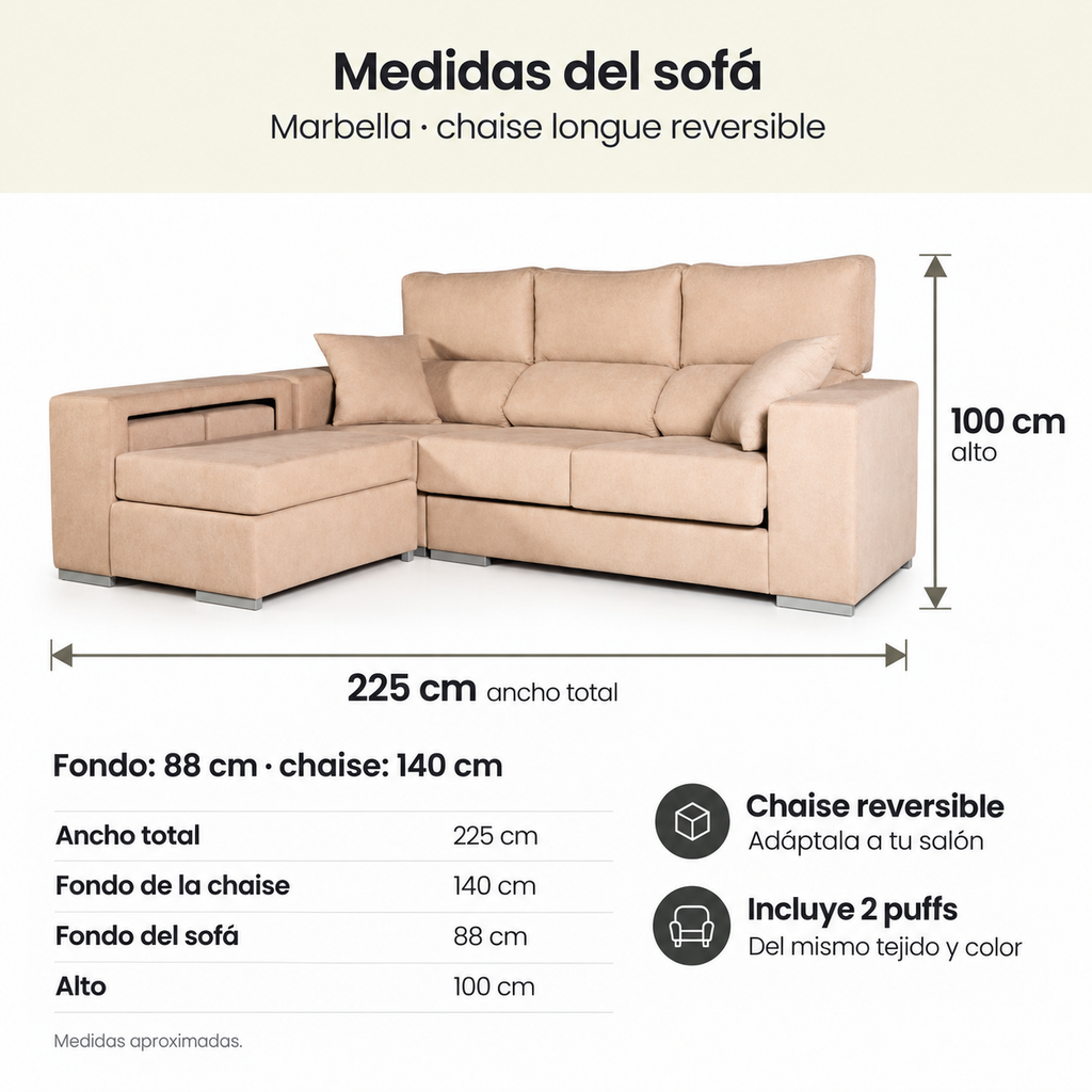 Sofá Chaiselongue Marbella