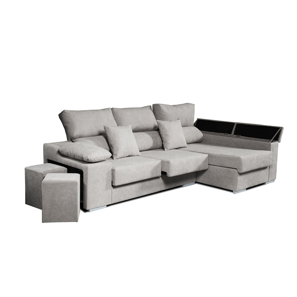 Sofá Chaiselongue Rubí de Tela Antimanchas 3 plazas 265x145x102 cm