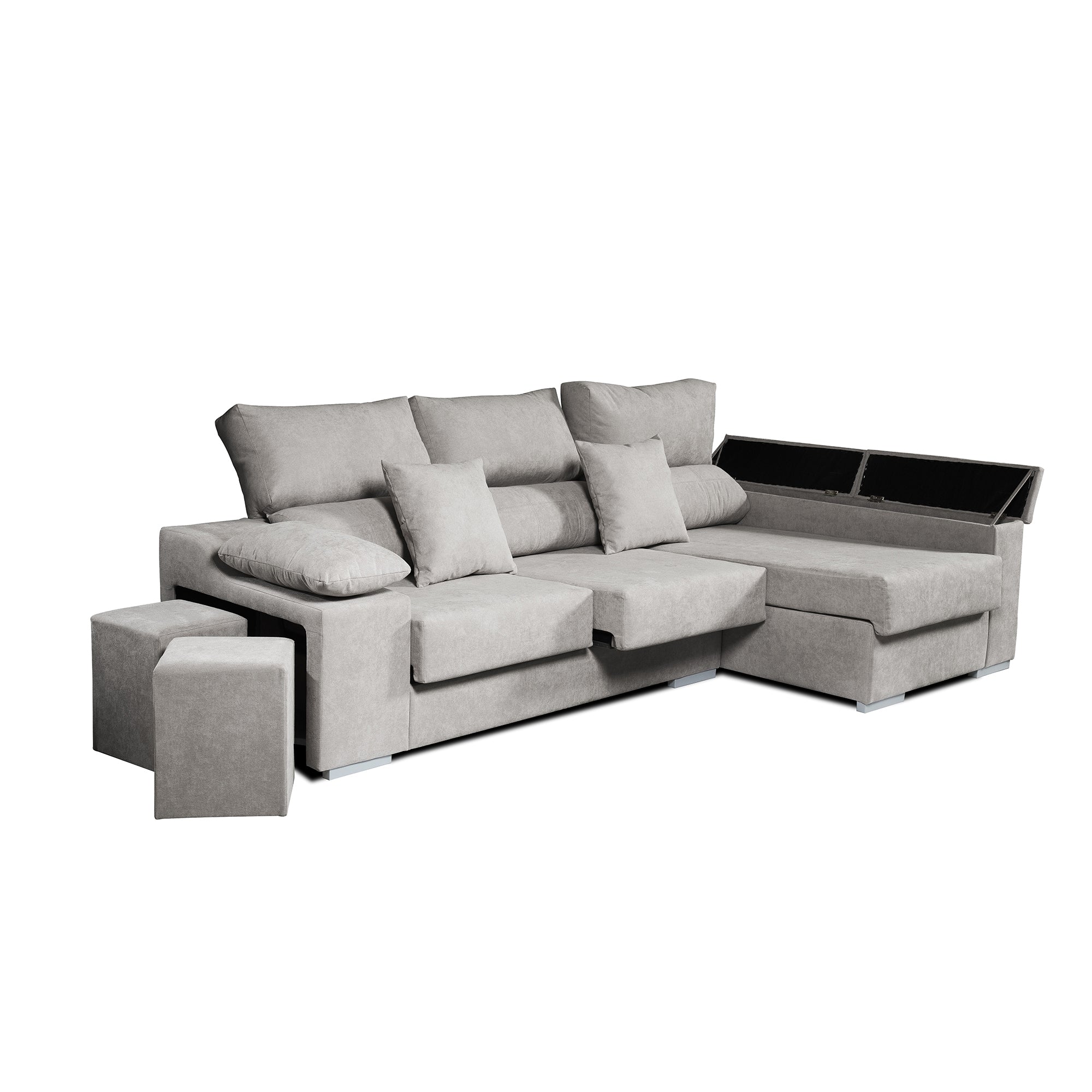 Sofá Chaiselongue Rubí de Tela Antimanchas 3 plazas 265x145x102 cm