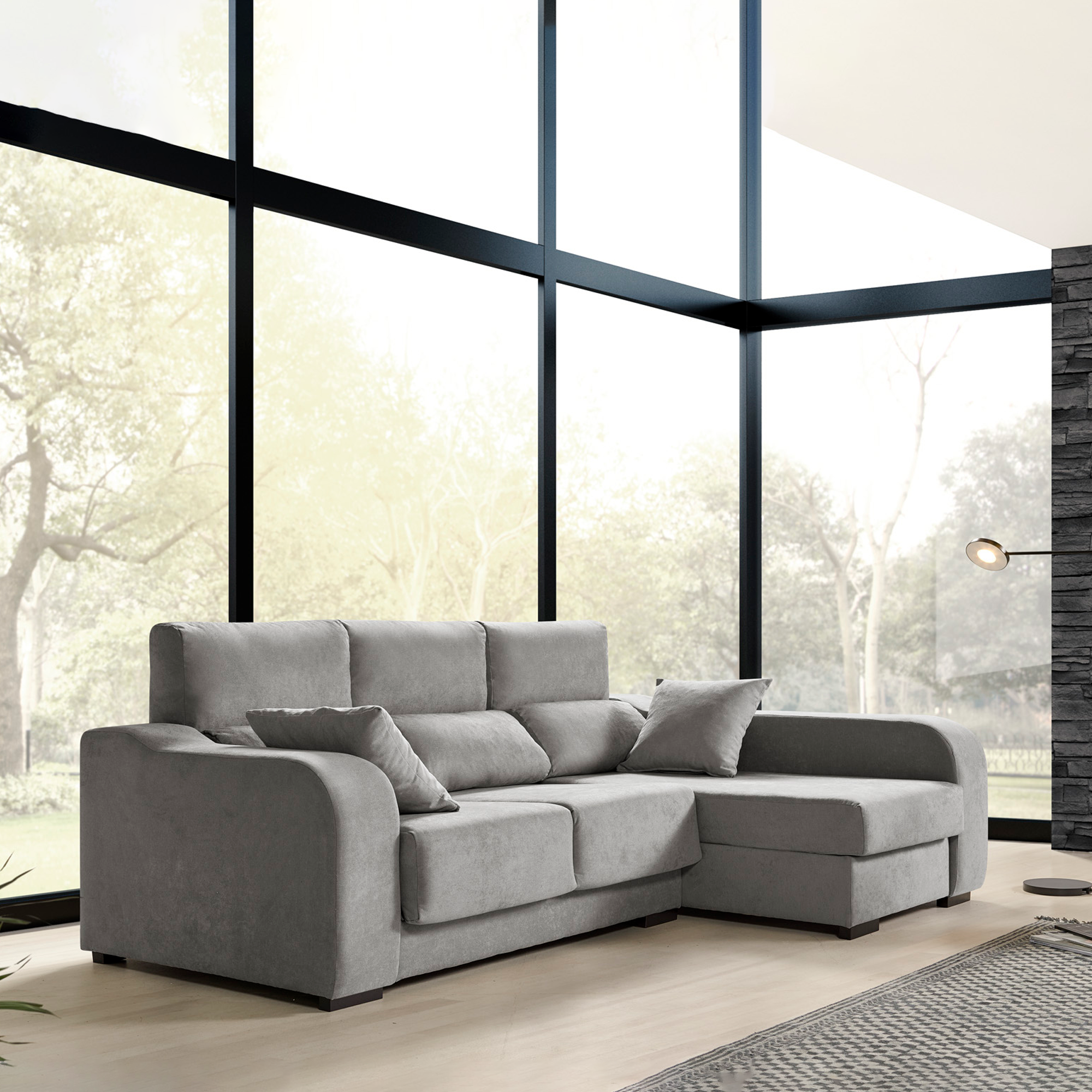 Sofá Chaiselongue Zafiro 3 Plazas Tela Antimanchas
