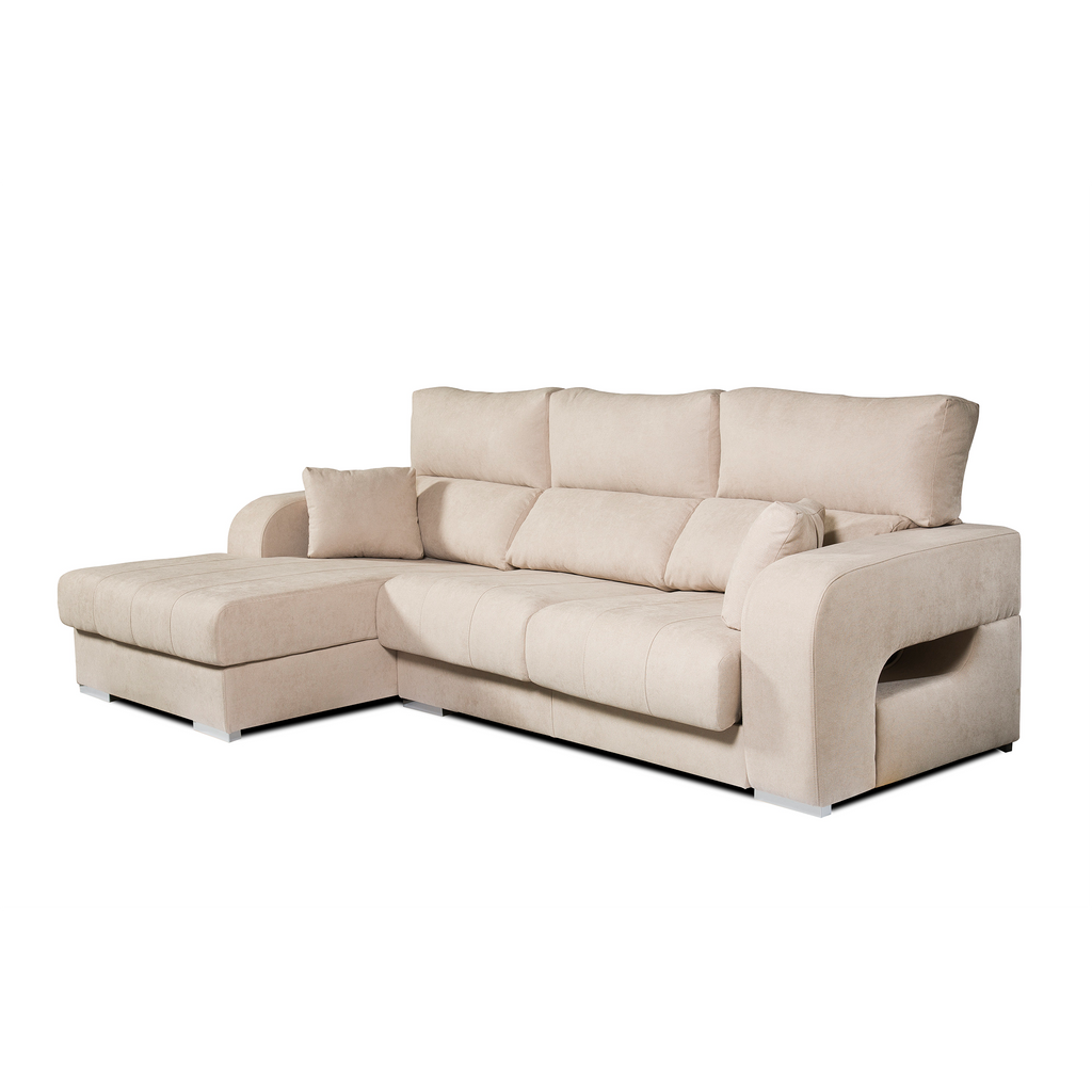 Sofá Chaiselongue Diamante de Tela Antimanchas 3 plazas 284x160x102cm