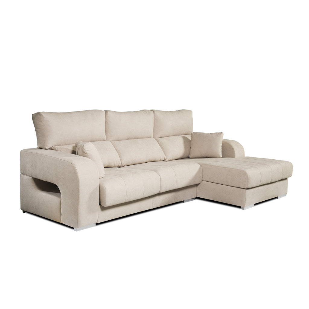 Sofá Chaiselongue Diamante de Tela Antimanchas 3 plazas 284x160x102cm