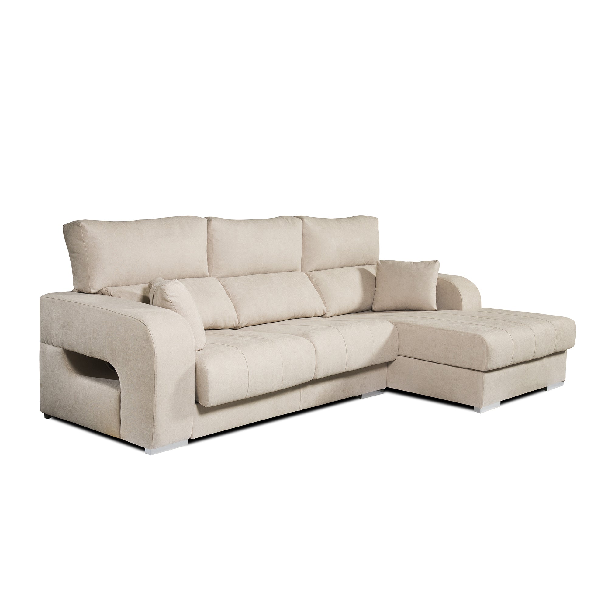 Sofá Chaiselongue Diamante de Tela Antimanchas 3 plazas 284x160x102cm