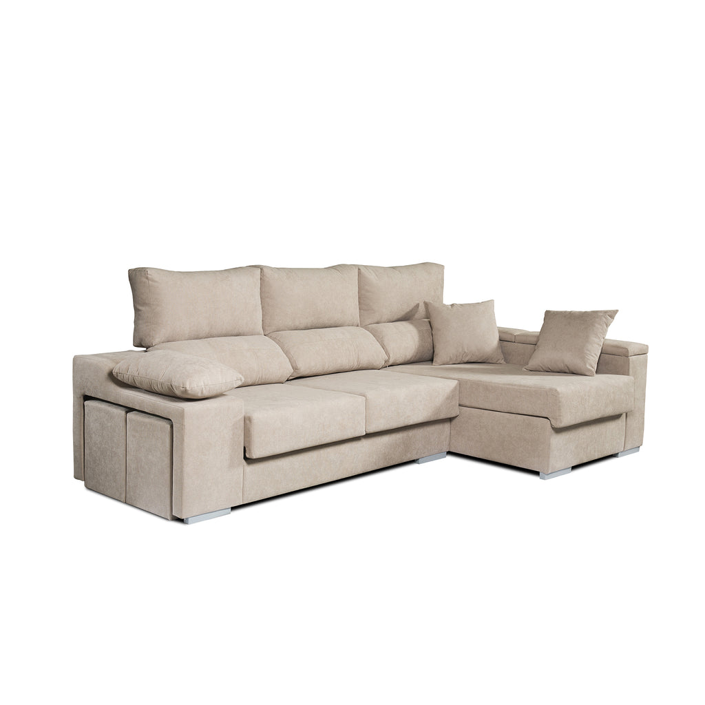 Sofá Chaiselongue Rubí de Tela Antimanchas 3 plazas 265x145x102 cm
