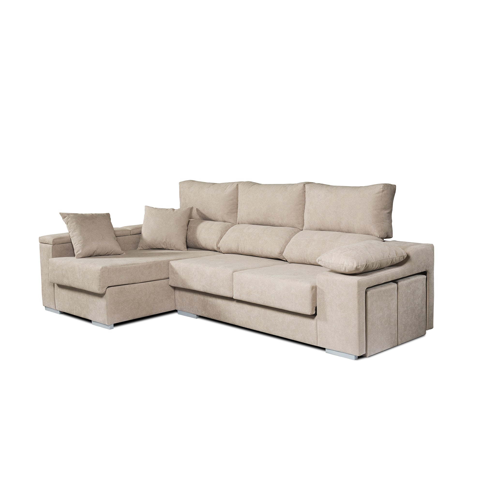 Sofá Chaiselongue Rubí de Tela Antimanchas 3 plazas 265x145x102 cm